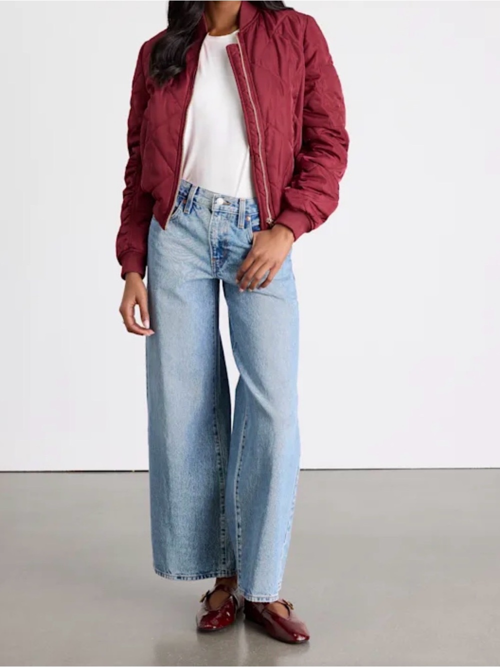 Lulus Cropped Quilted Bomber Jacket in Deep Wine